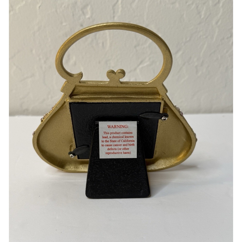 Aaron Brothers Small Picture Frame Purse Pearly Enamel Rhinestones 2x2 Photo New - Picture 3 of 6
